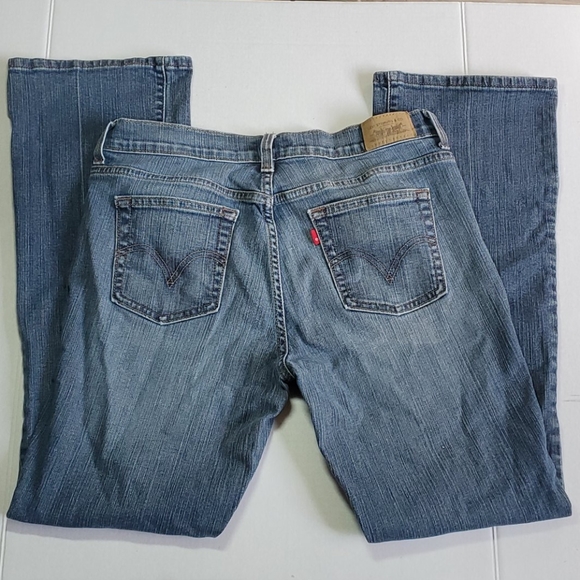 Levi's 515 bootcut denim ombre blue jeans red blank label Sz 8 M Made in Vietnam - Picture 2 of 7